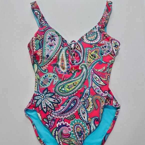 Tommy Bahama Reversible Lace-up One-Piece Swimsuit Size 4 - Picture 5 of 12